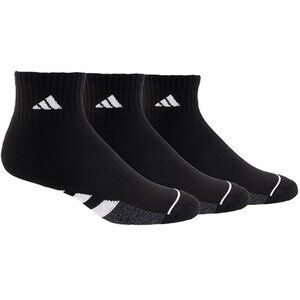 ADIDAS Men's Cushioned Quarter Socks 3 Pairs Size 6-12 In Black